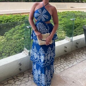 Princess Polly Royal Blue Halter Maxi Dress